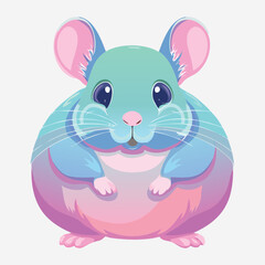Cute Cartoon Animal Chinchilla Portrait with Pink Cheeks and Bright Blue Eyes, Vector Art for Kids Design