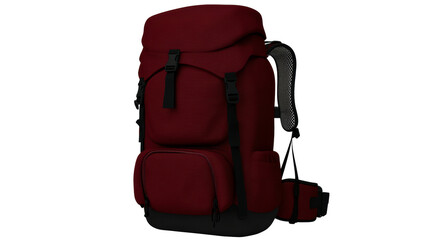 Naklejka premium Maroon Backpack with Black Accents Isolated on White