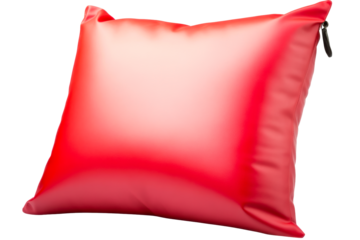 Red Vinyl Square Pillow with Zipper Accent
