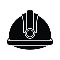 Flat Vector Icon of Construction Helmet with Light