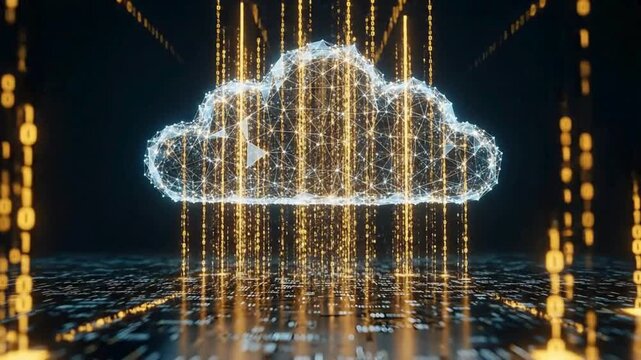 Dynamic cloud computing network animation offers cutting edge connectivity and big data solutions for modern business innovation