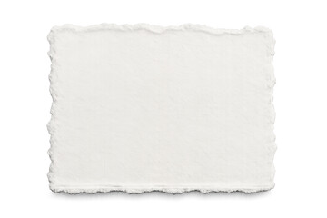 Blank torn edge paper texture with rough deckle edges, empty white canvas for message, transparent background