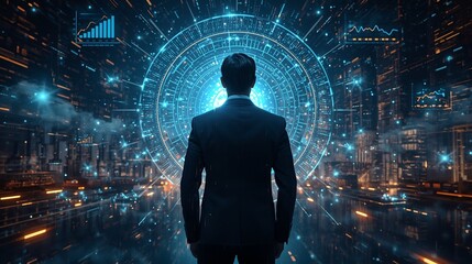 Fototapeta premium businessman and technology