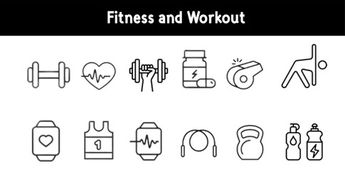 fitness sport workout exercise outline line icon
