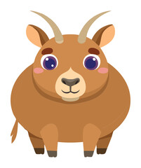 Fototapeta premium Chubby and Adorable Ibex Animal Character with Big Eyes Looking Sweetly at the Viewer: A Cute Mammal
