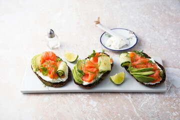 Salmon sandwiches with avocado