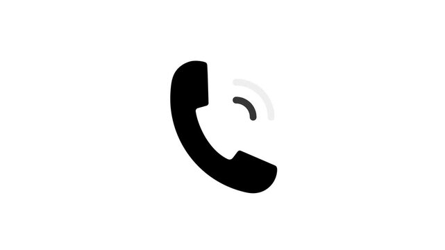 Animation of phone button icon with ringing signal. Turning over the handset.