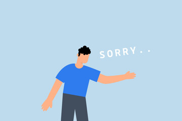 say sorry, businessman bow down say sorry for apologize