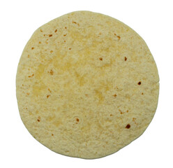 Single round flatbread isolated, showing soft texture and baked surface. Useful for packaging design, menus, or recipe illustrations.