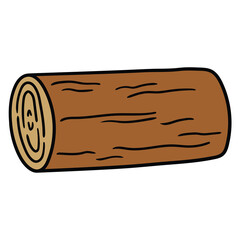Hand-drawn cartoon wooden log on a white background.