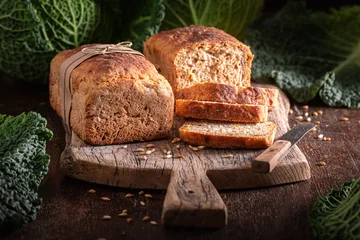 Gardinen Brot Tasty sauerkraut bread baked in a rectangular mold.  © shaiith