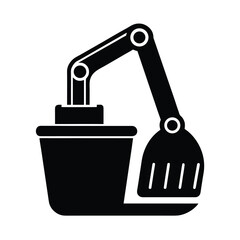 Excavator Bucket Flat Vector Icon Illustration