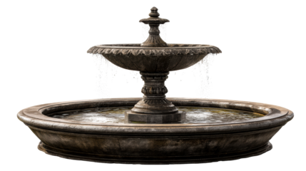 Ornate Stone Water Fountain with Cascading Water