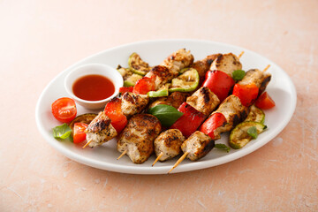 Chicken skewers with vegetables