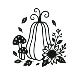 Pumpkin Mushroom Sunflower Fall Design