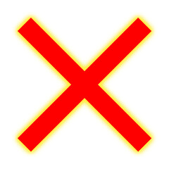 Obraz premium Red cross mark with yellow shadow on white background