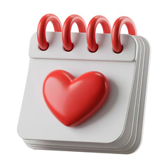 Cherish every moment A vibrant red heart on a clean calendar signifies love and important dates isolated on png transparent background