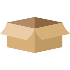Open Cardboard Box Isolated On Transparent Background