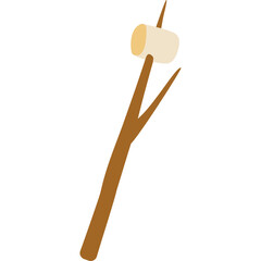 Marshmallow On Skewer Isolated Against Transparent Background Brown Stick With Creamy Sweet Treat