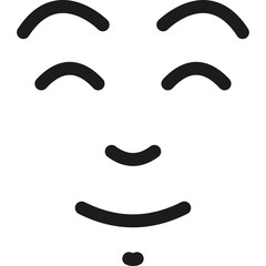 Minimalist Facial Expression Simple Graphic With Black Outlines on Transparent Background