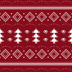 Stoffe zum Nähen Christmas pixel pattern. geometric design. embroidery tree style. for decoration, illustration, wallpaper, poster. Christmas background.