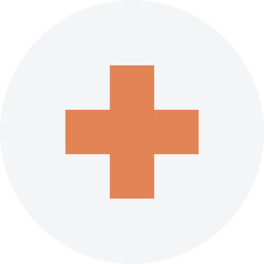 Orange Cross Symbol Centered Within White Circle Against Transparent Background