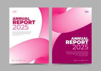 Annual report design cover template with pink gradient shape