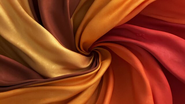Cloth Swirls in Vortex Shape Showing Vibrant Earth Tone Colors
