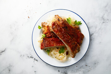 BBQ ribs with sauerkraut