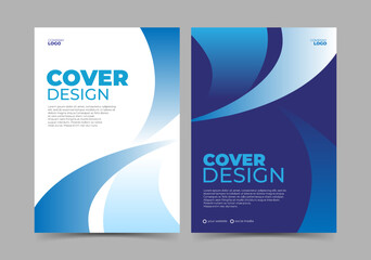 Elegant cover design template with blue curve