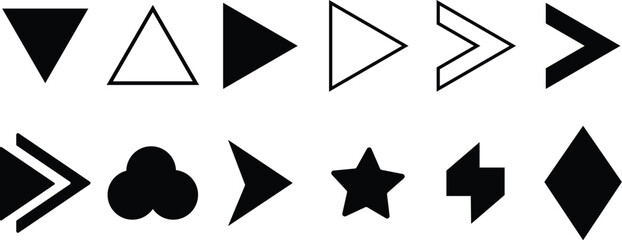 Flèche and Arrow Bullet List Icons. flèche, Bullet List for PowerPoint Presentation, Bullet point collection, arrows set. Vector illustration. Bullet point collection for presentation
