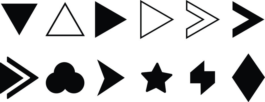 Flèche and Arrow Bullet List Icons. flèche, Bullet List for PowerPoint Presentation, Bullet point collection, arrows set. Vector illustration. Bullet point collection for presentation
