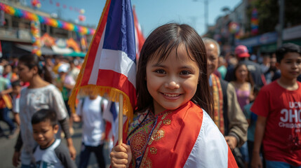 Happy Thai girl with Thailand flag symbolizing patriotism and youth