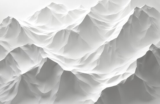 Abstract white mountain range design. Artistic illustration of landscape, nature. Creative digital art element, modern minimalist design. Ideal for background or wallpaper.