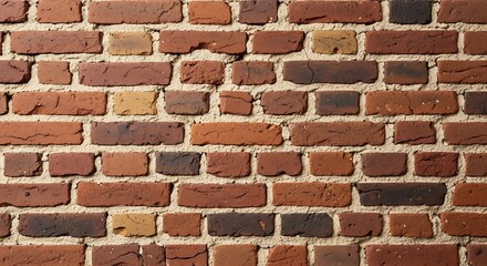 Obraz premium Brick Wall Texture Background: Red-Brown Bricks with Concrete Mortar - Industrial Construction, Vintage Building Facade, Rustic Interior Design Material, House Exterior Surface