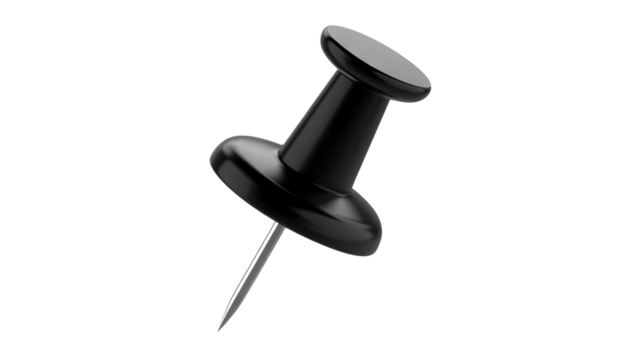 Sharp black pushpin ready to secure important documents or ideas