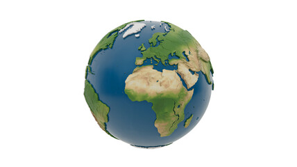 Vibrant 3D Earth globe showcasing continents and oceans, perfect for global themes.