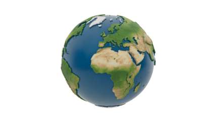 Vibrant 3D Earth globe showcasing continents and oceans, perfect for global themes.