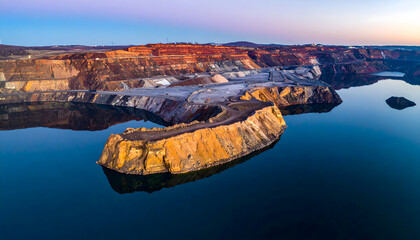 Breathtaking Mountain Landscape with Deep Blue Lake, Majestic Peaks Shrouded by Clouds, and Clear Blue Sky, a Popular Tourist Spot for Serene Beauty