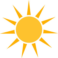 Cartoon sun icon. Flat and hand drawn summer symbols. Sunshine shape logo. Morning sun silhouettes and sunny day weather elements vector set
