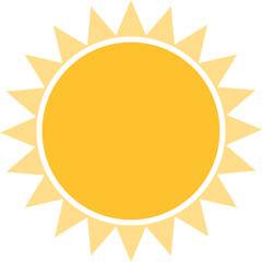 Cartoon sun icon. Flat and hand drawn summer symbols. Sunshine shape logo. Morning sun silhouettes and sunny day weather elements vector set