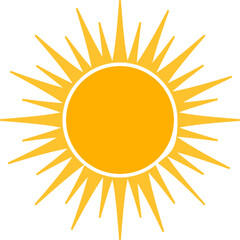 Cartoon sun icon. Flat and hand drawn summer symbols. Sunshine shape logo. Morning sun silhouettes and sunny day weather elements vector set