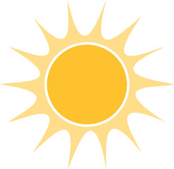 Cartoon sun icon. Flat and hand drawn summer symbols. Sunshine shape logo. Morning sun silhouettes and sunny day weather elements vector set