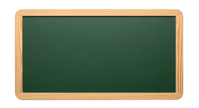 Green chalkboard with wooden frame isolated on transparent background