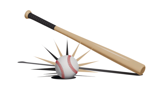Dynamic baseball and bat composition ready for action and sport themes