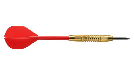 Red dart with gold barrel isolated on transparent background