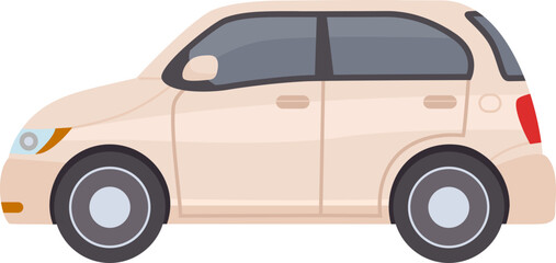 Fototapeta premium Flat cars. Cartoon vehicle side view. Taxi, minivan, mini car, suv and pickup truck. City auto transport icons. Automobile design vector set