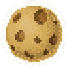 Pixel Art Chocolate Chip Cookie With A Glowing Yellow Halo And A Transparent Background