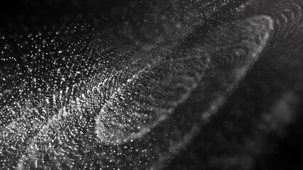 Halftone Circular design with fragments, particles, molecular spheres, glowing energy patterns, endless motion, hypnotic lines, cosmic features,  abstract avocado. Perfect for science,  technology 