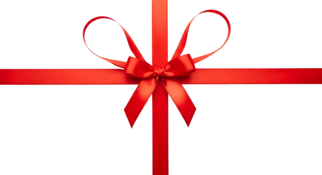 Red ribbon bow isolated on transparent background